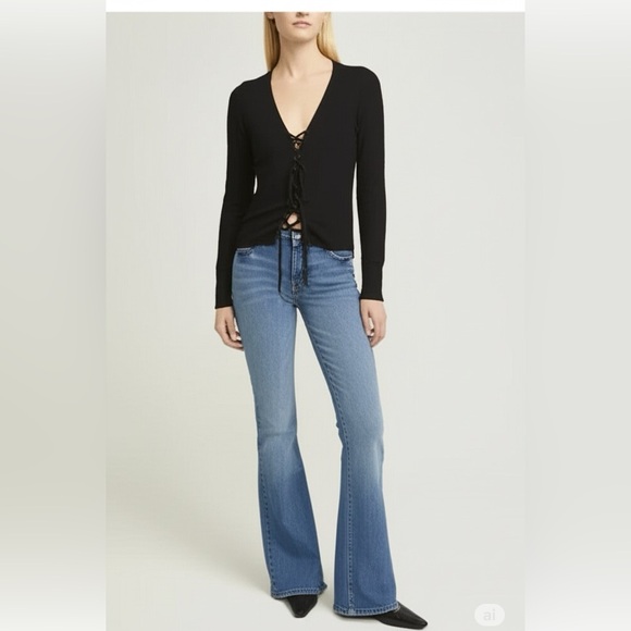 Pinque Black Lace Front Sweater XXL Plus Size Textured Knit Long Sleeve NWT - Picture 16 of 16